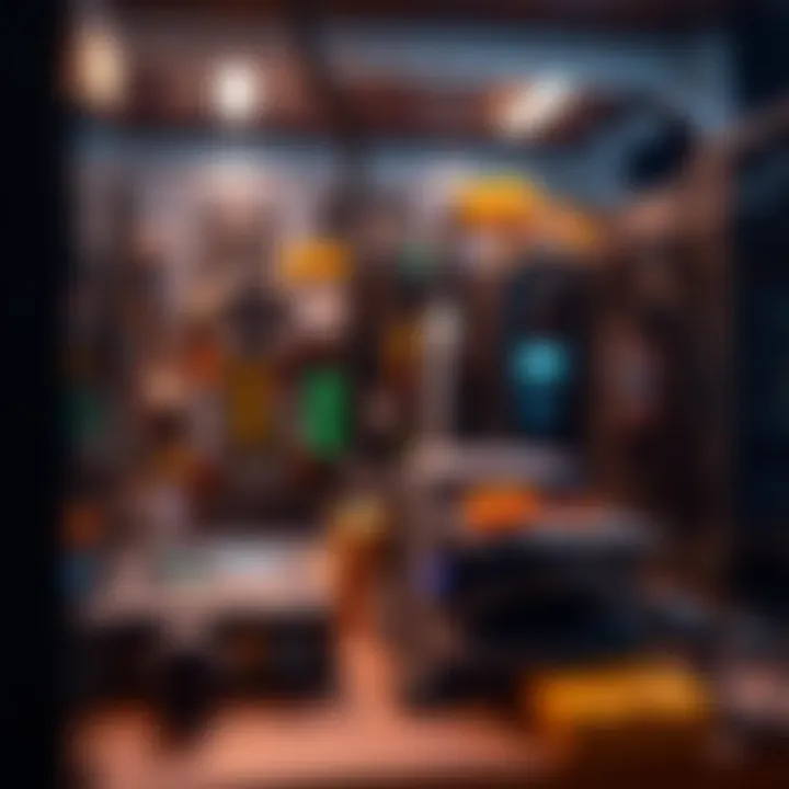 Illustration of cryptocurrency mining hardware and setup