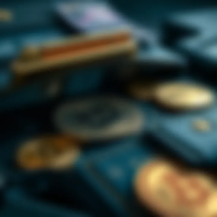 Close-up of a digital wallet with cryptocurrencies