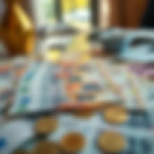 Denmark currency notes arranged on a table