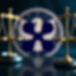 Ripple logo with legal scales in the background