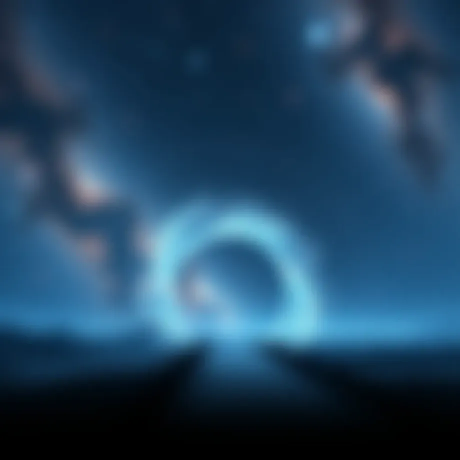 Conceptual representation of a wormhole bridge connecting distant galaxies
